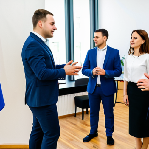 Home 23 Networking Event in Chisinau**
"A vibrant networking event in Chisinau, Moldova. Focus on diverse entrepreneurs engaging in conversation. Background shows modern office space with Moldovan flags subtly displayed. Participants are fully clothed in professional attire. Perfect anatomy, correct proportions, natural pose, well-formed hands, proper finger count, natural body proportions. Safe for work, appropriate content, fully clothed, professional photography, high quality."
**